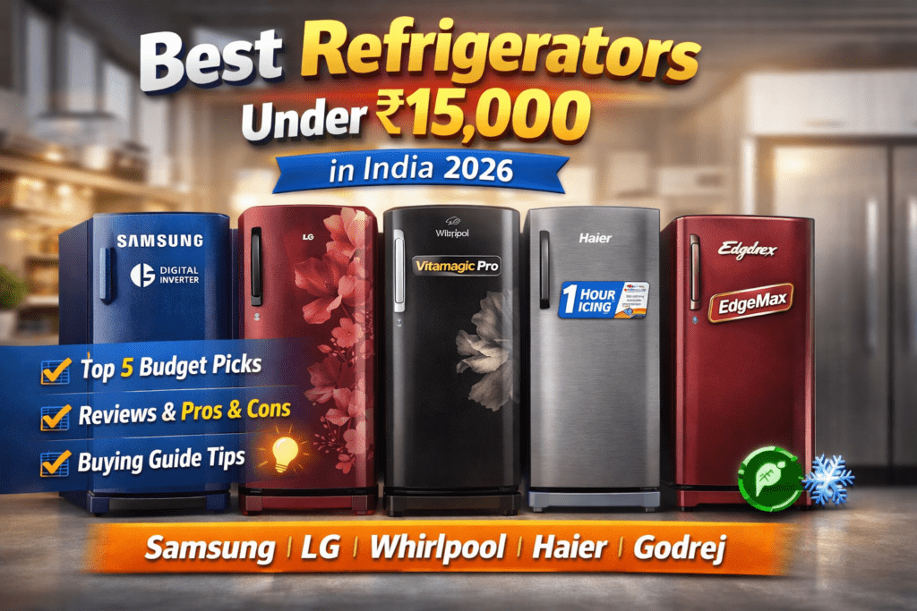 Best refrigerator under 15000 in India 2026 Samsung LG Whirlpool Haier Godrej single door fridge comparison
