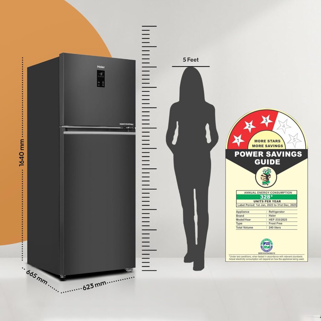 Haier 328L Refrigerator Dimensions and 3 Star BEE Rating