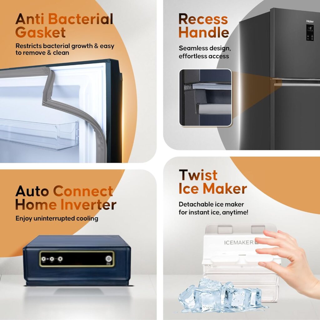 Haier Refrigerator Anti Bacterial Gasket and Twist Ice Maker