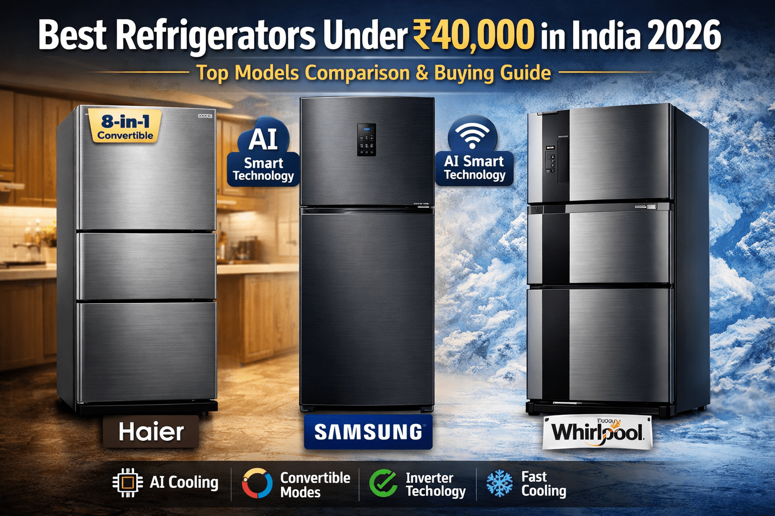 Best refrigerators under 40000 in India 2026 top models comparison Haier Samsung Whirlpool