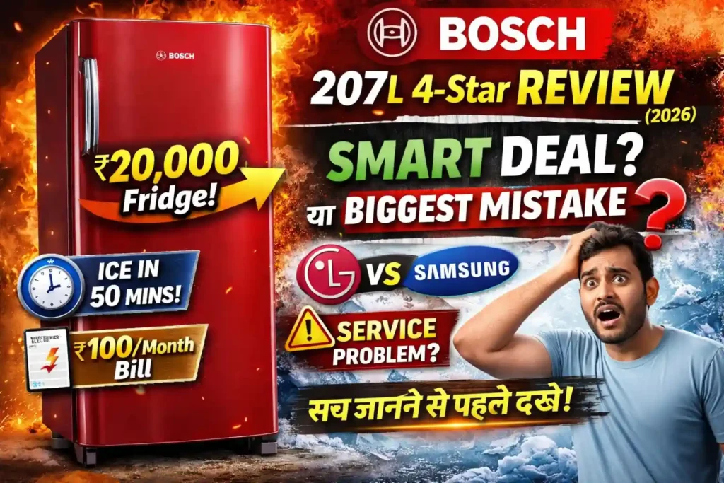 Bosch 207 litre 4 star single door refrigerator review with price and features in India 2026