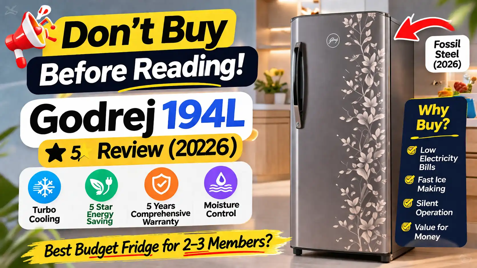 Godrej 194L 5 star single door refrigerator review 2026 with turbo cooling and 5 year warranty