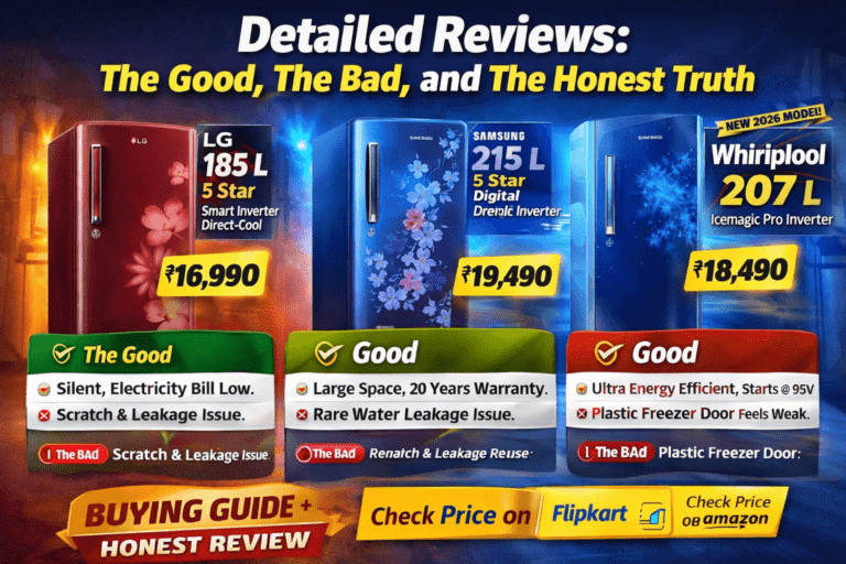 best refrigerator under 20000 in India 2026 single vs double door fridge comparison LG Samsung Whirlpool Godrej Bosch